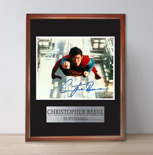 Superman Foto Firmada Christopher Reeve En Cuadro Vidriado