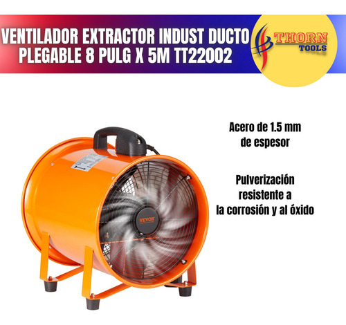 Ventilador Extractor Indust. C/ Ducto Plegable 8 PuLG X 5m