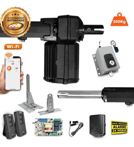 Kit Motor Ppa Portão Pivo Wifi 1/3hp 1 Folha Super Sup Trava