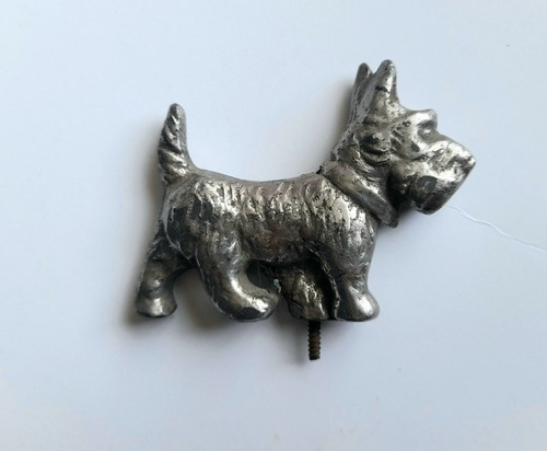 Figura De Perro Pequeño Peltre Antiguo 