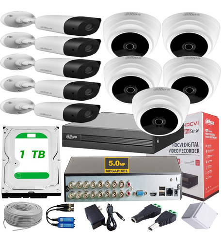 Kit Cctv 5 Mpx Dahua Dvr 16 Ch + 10 Cám 5 Mpx + Disco Duro