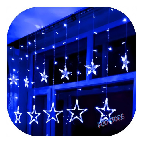 Pisca Pisca Cascata 138 Led Estrelas Natal Conector M/f Luzes Azul 220v