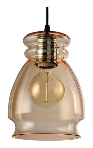 Colgante 1 Luz Vidrio Bronce Antique Moderno Apto Led E-27