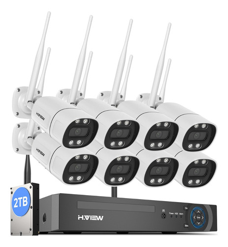 H.view Kit 8 Cámaras De Seguridad Vigilancia Wifi 5mp 2tb