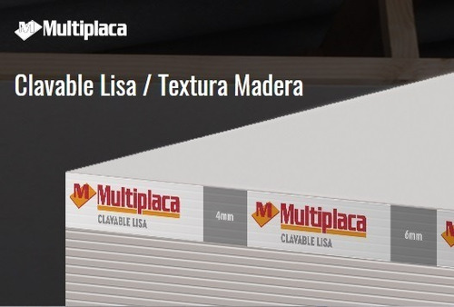 Placa Multiplaca Clavable Lisa 4mm Cementicia Eternit Gris