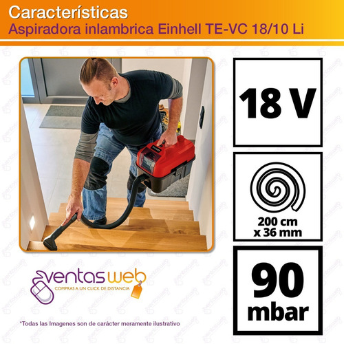 Imagen 3 de 6 de Aspiradora Inalambrica Polvo Agua Einhell Carg Bateria 18v