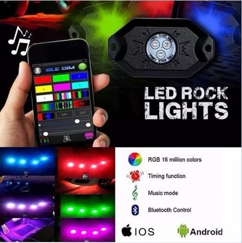Imagen 6 de 7 de Luz Led Rgb Rock Light 4 Pieza Multicolor Polaris Canam Jeep