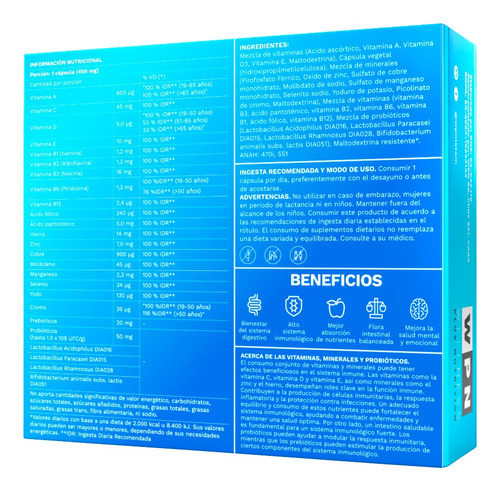 Wpn Wellness X2 Probiolife Defense Sistema Inmune 30cap 3c