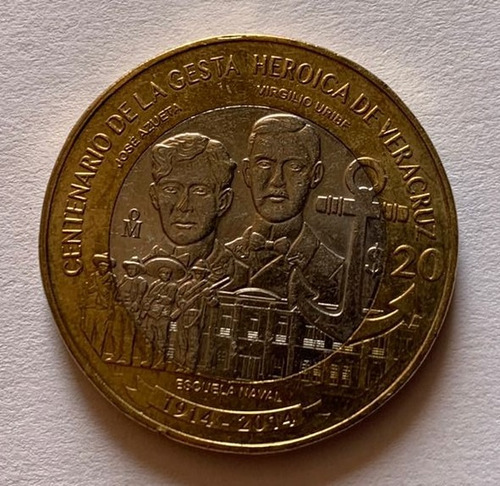 Moneda 20 Pesos Centenario De La Gesta Heroica De Veracruz