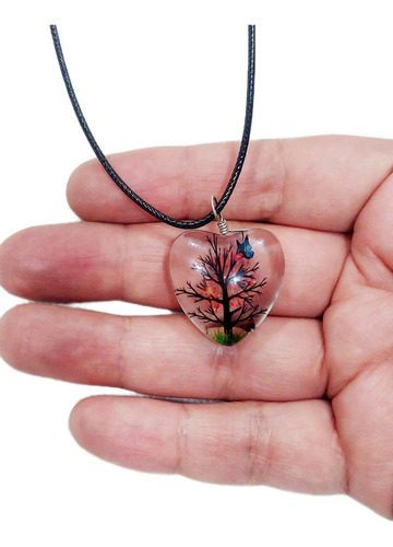 Collares Mujeres Sakura Framboyan Jacaranda Regalo Mamá Rojo Corazón