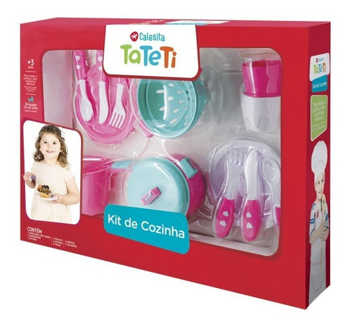 Kit De Cozinha Acessórios Brinquedo Infantil Rosa Tateti Cor Roxo/rosa