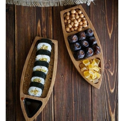 Barca Para Sushi E Comida Japonesa 19x45 Cm Madeira Kit C/3