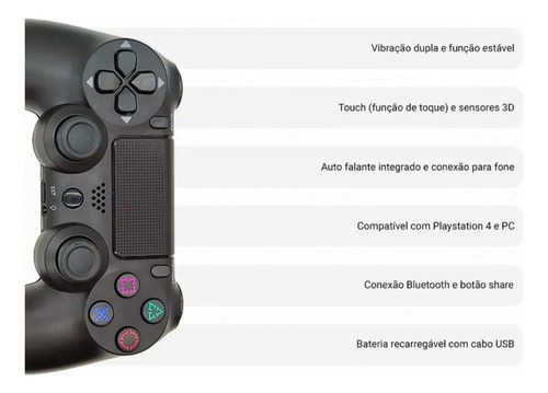 Controle Ps4 Manete Sem Fio Compatível Play 4