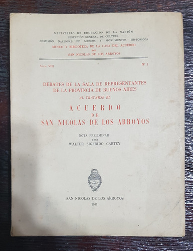 Libro Acuerdo De San Nicolás De Los Arroyos - Walter Cartey (Usado)
