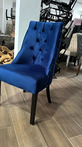 Silla Para Comedor Modelo Sofia Lisa Nogal Natural Chcolate Azul