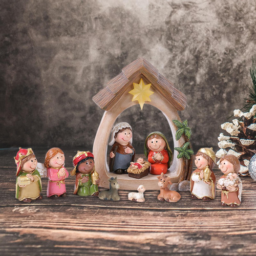 Juego De 12 Uds. De Escena De La Natividad, Escultura Del