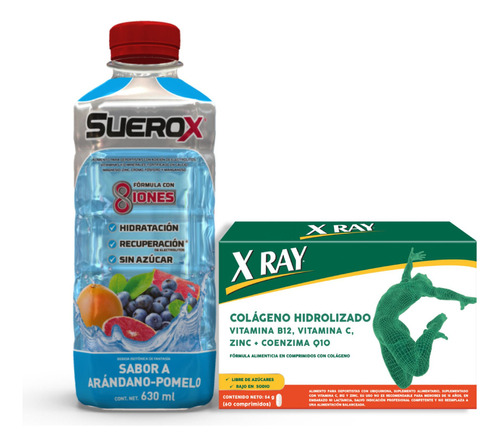 X-ray Colágeno 60 Comp + Suerox Arándano-pomelo 630 Ml Sabor Sin Sabor