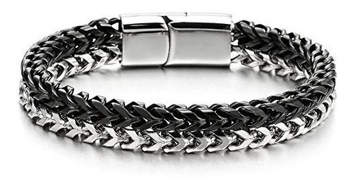 Imagen 1 de 7 de Coolsteelandbeyond Hombres Acero Inoxidable Doble Fila Plata