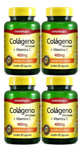 Kit 4 Colágeno Hidrolisado Vitamina C 400mg 60 Cápsulas Ma