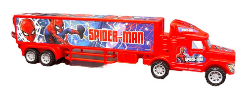 Imagen 2 de 3 de Camion A Friccion Spiderman Hombre Araña 36cm Sebigus Color Rojo