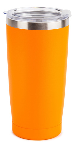 Copo Térmico Tampa De Acrílico Parede Dupla Inox Vacuo 600ml Cor Laranja Mr1098