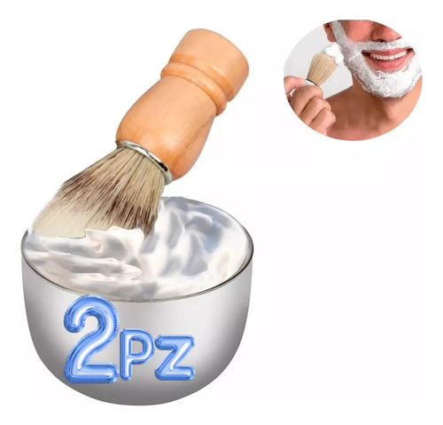 Kit Tazón Para Espuma Y Brocha Madera De Afeitar Rasurar F