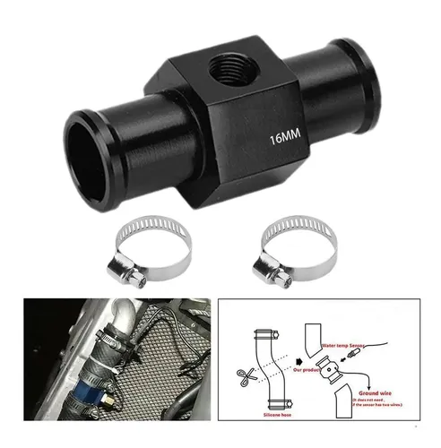Akozon Medidor De Temperatura Para Auto: Adaptador De Manguera De Radiador Con Abrazaderas (34mm) - Evita El Sobrecalentamiento