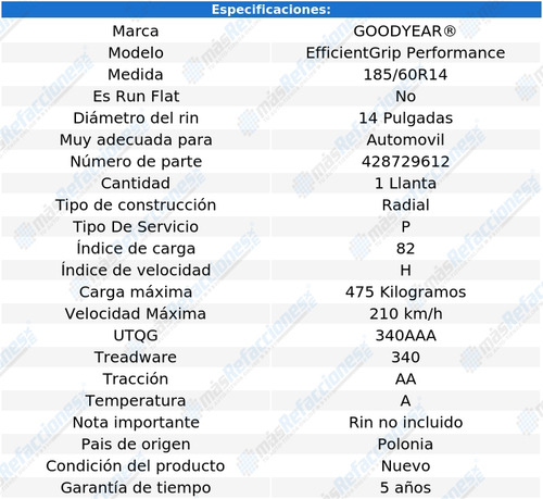 Goodyear 185/60r14 Efficientgrip Performance 82h