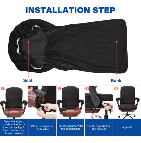 Funda Elástica Para Silla De Oficina Con Reposabrazos Negro
