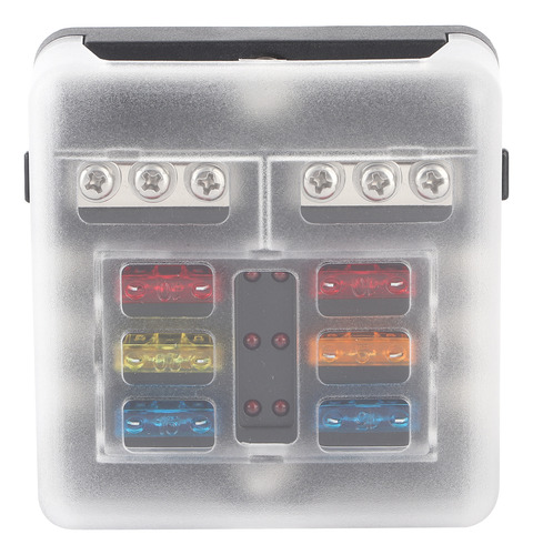 Caja De Fusibles De 6 Vías Con Indicador Led Para Automóvil