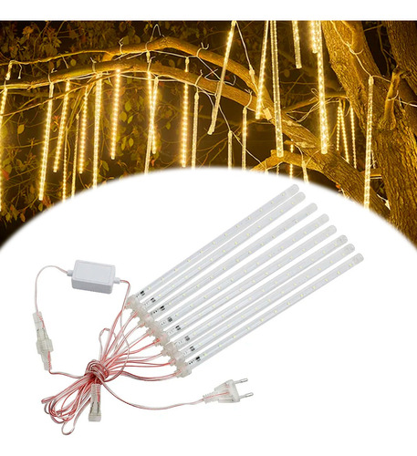 Meteoro Cascata 8 Tubo Led Bastão Chuva Gelo Luz Natal Pisca