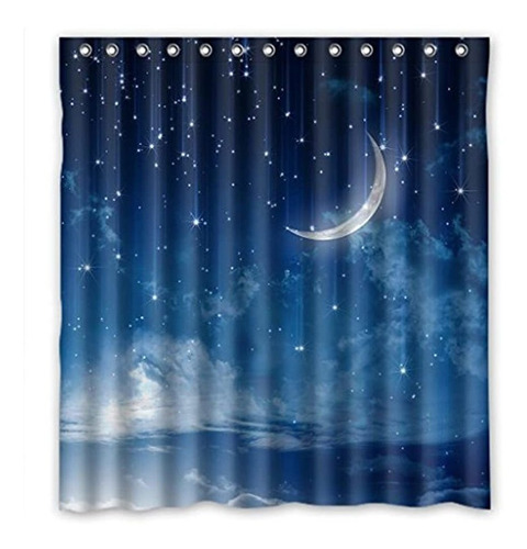 Estrella De La Luna En El Cielo Azul Noche Hermosa Cort...