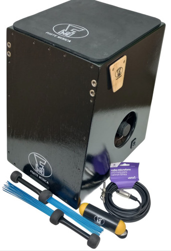 Cajon Elétrico Duplo F.m. Percussão+acessórios+cabo Audio
