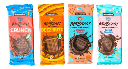 Mr Beast Chocolates Grandes 60 Gr 4 Pzs