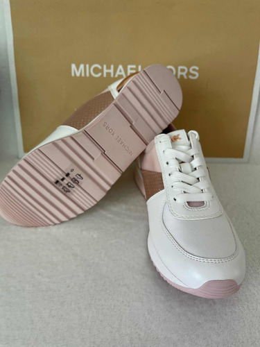 Tenis 5.5 Mx Michael Kors Rosa Con Blanco Originales Mk