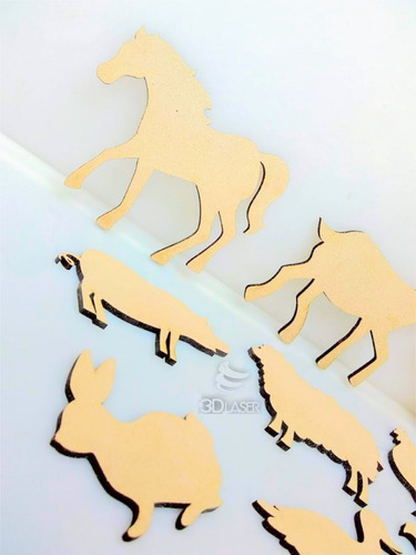 Kit Animales Granja X10u - Mdf / Fibrofacil