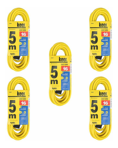 Cable Extension De Uso Rudo 5 Metros 2437 7 Amps Keer 5pzs
