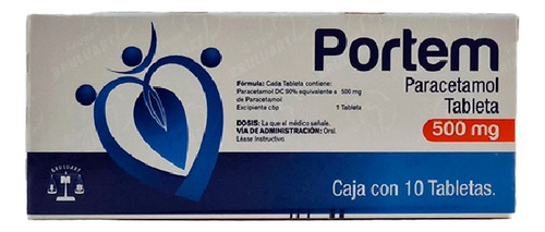 Portem 10 Tabletas 500mg Paracetamol