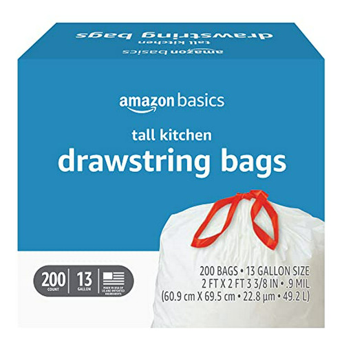 Bolsas De Basura Cocina Amazon Basics, 13 Galones