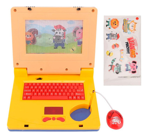 Notebook Brinquedo Laptop Computador Infantil Musical Luz Cor Amarelo