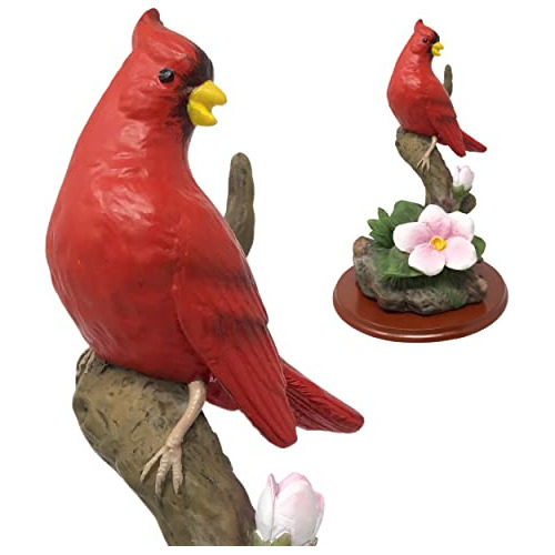 Figura De Cardenal Una Rama Flores Rosadas Y Detalles  ...