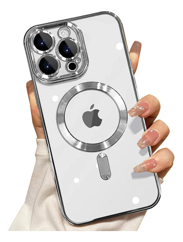 Funda Para iPhone 14 Pro Max P/ Magsafe Clear Plating Silver