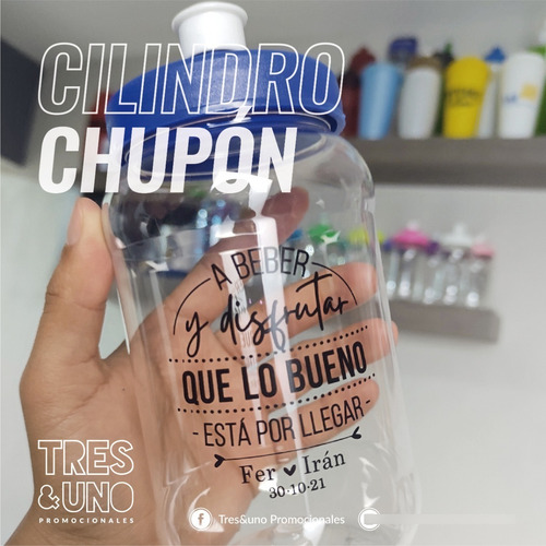 Cilindro 500 Ml Con Tapa Chupón, 60 Piezas Personalizadas