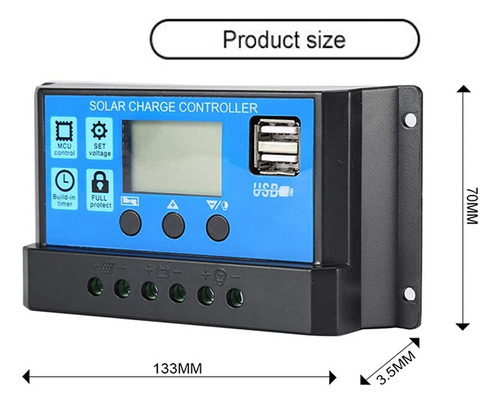 Controlador De Carga Solar 40a, Controlador De Carga Del Pan