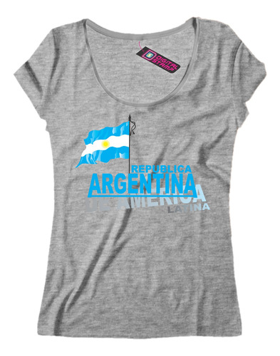 Remera Mujer Republica Argentina De America Bandera  Ca16dtg
