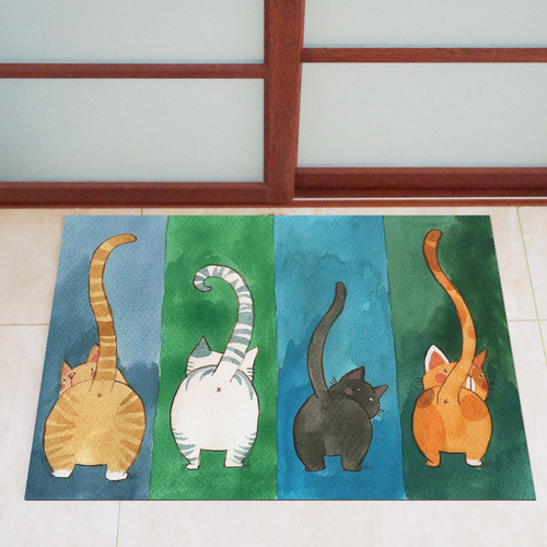 Felpudo De Bienvenida Antideslizante Con Diseño De Gato