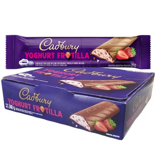 Imagen 1 de 6 de Chocolate Cadbury Yoghurt Frutilla - Caja X12 Unidades 