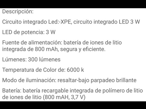 Linterna Con Batería Recargable Para Bicicleta
