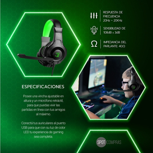 Auricular Gamer Aiwa Constrictor Led Con Mic Auc-1040vl