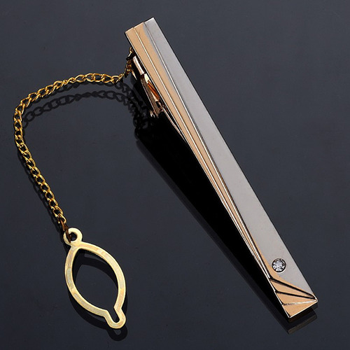 Hombres Metal Simple Corbata Hebilla Oro Plata Color Tie Bar